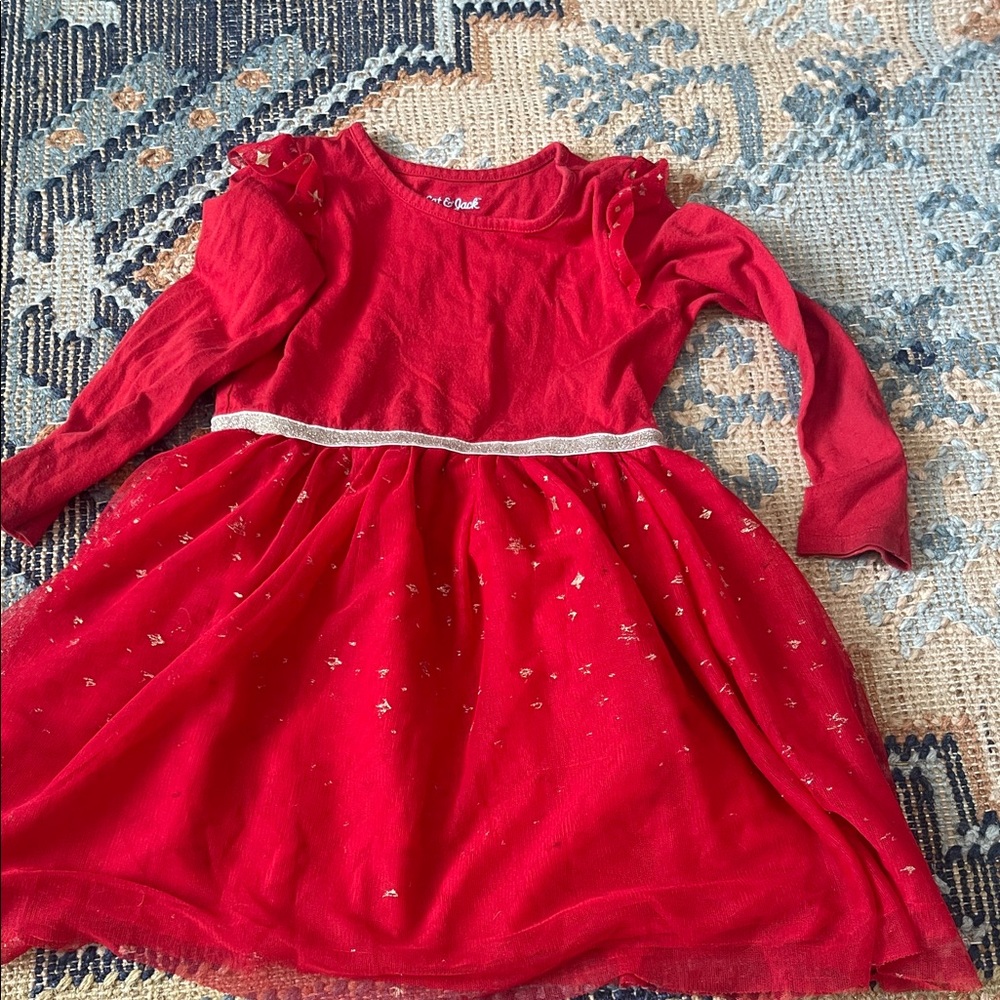 Cat & Jack Red Long-Sleeve Tulle Holiday Dress